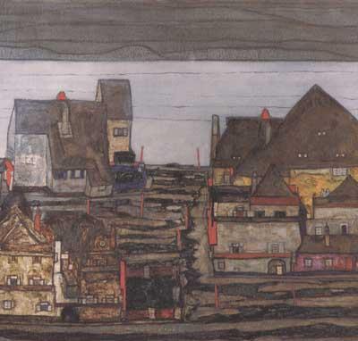 Egon Schiele Suburb I (mk12) oil painting image